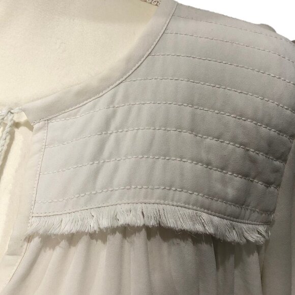 LOFT (PM) White/Cream Long Sleeve Blouse - Picture 4 of 8